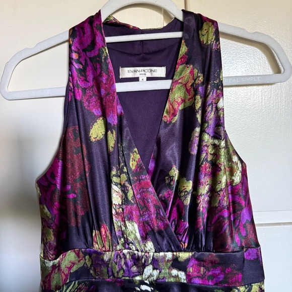 Evan Picone Purple Floral Cocktail Dress Size 6 - Picture 2 of 13